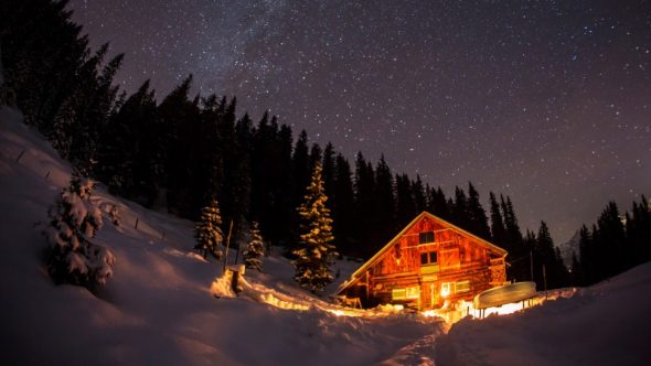 cabin snow winter